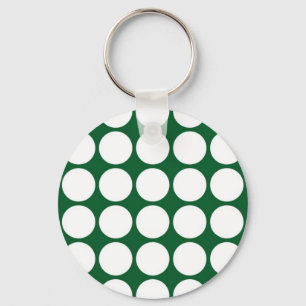 White Polka Dots on Green Key Ring