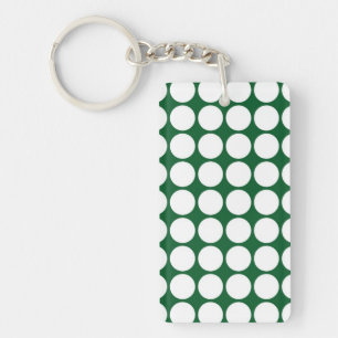 White Polka Dots on Green Key Ring