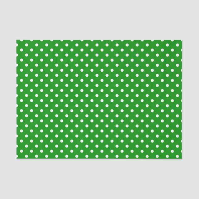 White Polka Dots on Green Tissue Paper (Front)