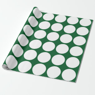 White Polka Dots on Green Wrapping Paper