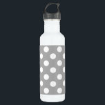 White polka dots on grey 710 ml water bottle<br><div class="desc">White polka dots on grey</div>