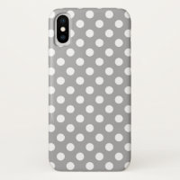 White polka dots on grey