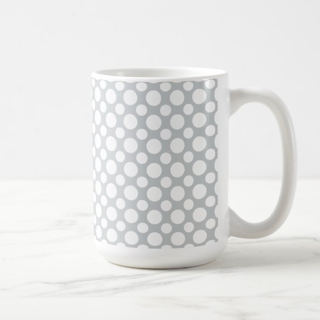 White Polka Dots on Grey Coffee Mug (Right)