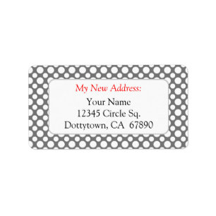 White Polka Dots on Grey Custom New Address Lables Label