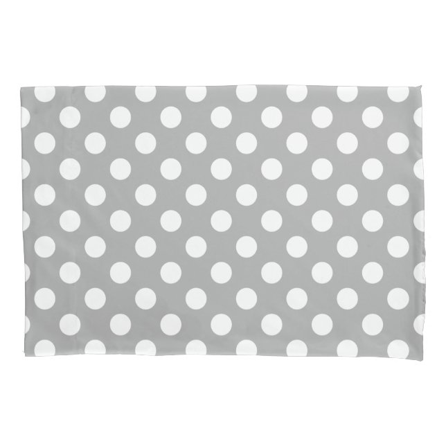 White polka dots on grey pillowcase (Front)
