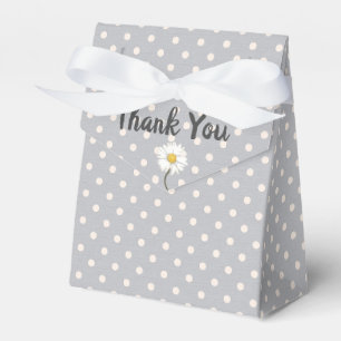 white polka dots on grey thank you favour box