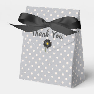 white polka dots on grey thank you favour box