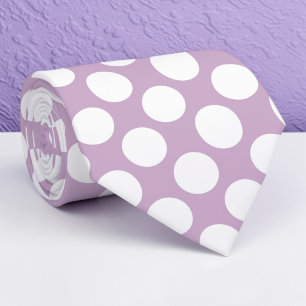 White Polka Dots on Lavender Custom Necktie
