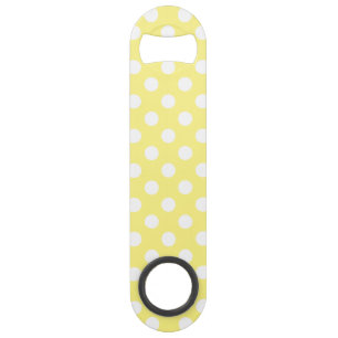 White polka dots on lemon yellow