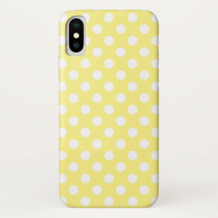 White polka dots on lemon yellow iPhone x case