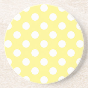 White polka dots on lemon yellow coaster