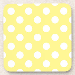 White polka dots on lemon yellow coaster
