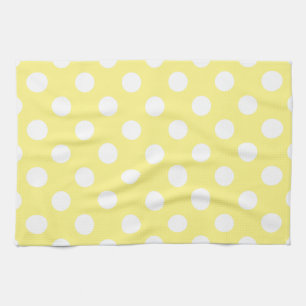 White polka dots on lemon yellow tea towel