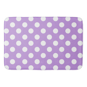 White polka dots on lilac bath mat