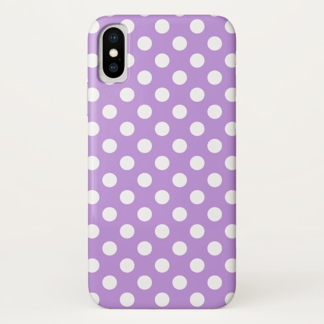 White polka dots on lilac Case-Mate iPhone case (Back)