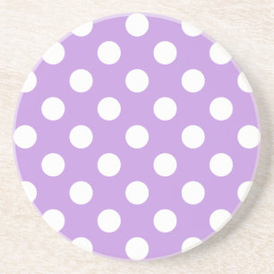 White polka dots on lilac coaster