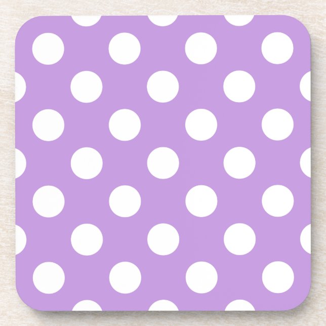 White polka dots on lilac coaster (Front)