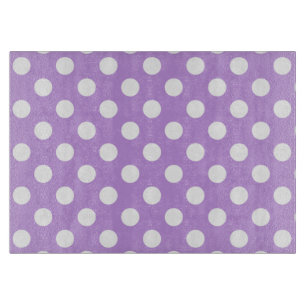 White polka dots on lilac cutting board