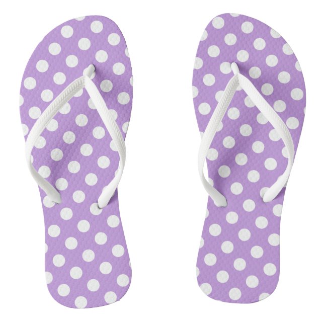 White polka dots on lilac thongs (Footbed)