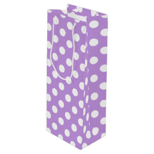 White polka dots on lilac wine gift bag