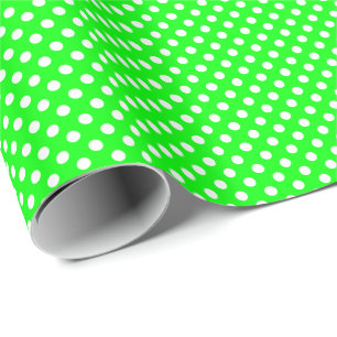 White Polka Dots on Lime Green Wrapping Paper