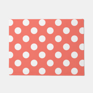 White polka dots on living coral doormat