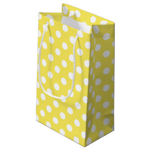 White Polka Dots on Maize Yellow Background Small Gift Bag