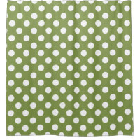 White polka dots on olive green
