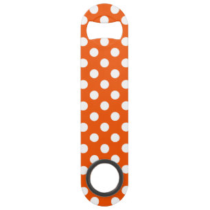 White polka dots on orange