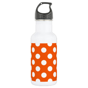 White polka dots on orange 532 ml water bottle