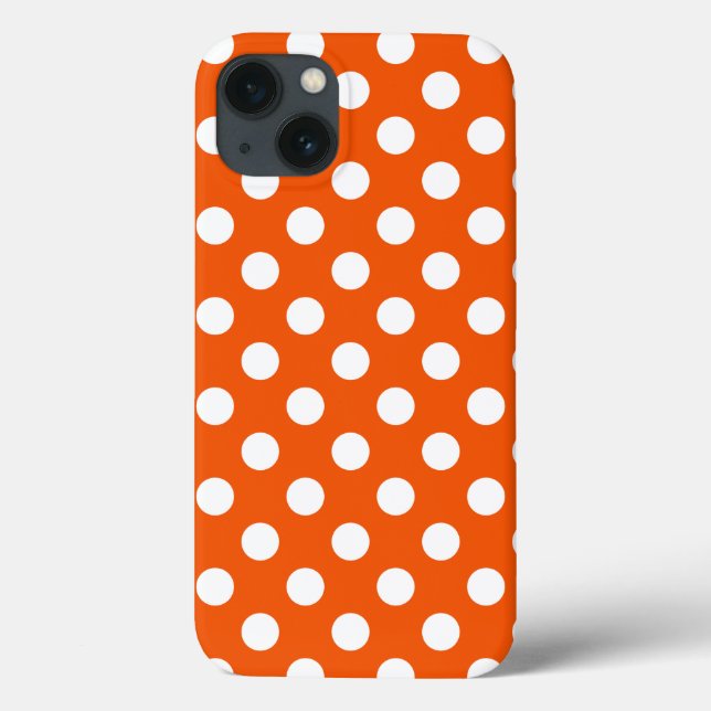 White polka dots on orange Case-Mate iPhone case (Back)