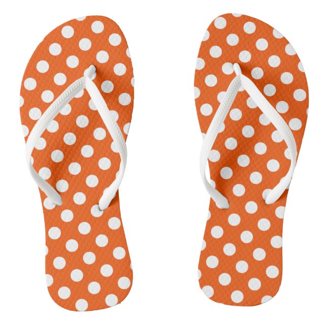 White polka dots on orange thongs (Footbed)