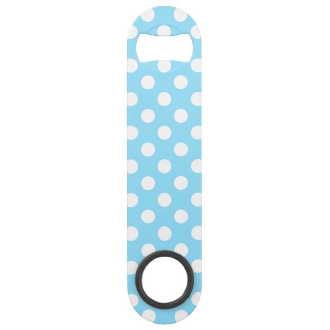 White polka dots on pale blue (Front)