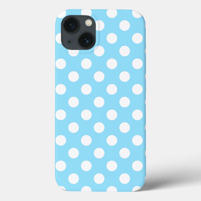 White polka dots on pale blue Case-Mate iPhone cas Case-Mate iPhone Case (Back)