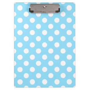 White polka dots on pale blue clipboard