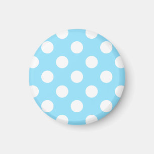 White polka dots on pale blue magnet