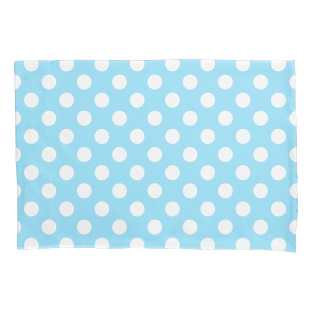 White polka dots on pale blue pillowcase (Front)