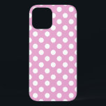 White polka dots on pale pink iPhone 12 case<br><div class="desc">White polka dots on pale pink</div>