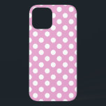 White polka dots on pale pink iPhone 12 case<br><div class="desc">White polka dots on pale pink</div>