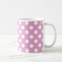 White polka dots on pale pink