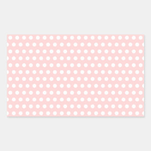 White Polka Dots on Pale Pink Rectangular Sticker