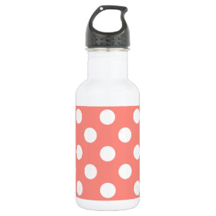 White polka dots on peach 532 ml water bottle