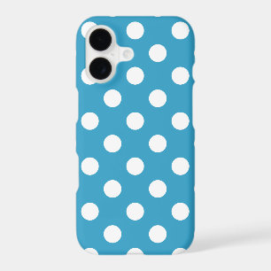 White Polka Dots on Peacock Blue Background