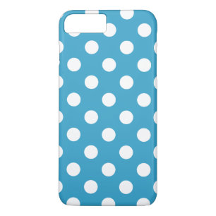 White Polka Dots on Peacock Blue Background iPhone 8 Plus/7 Plus Case