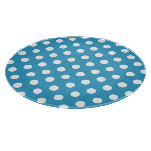 White Polka Dots on Peacock Blue Background Cutting Board