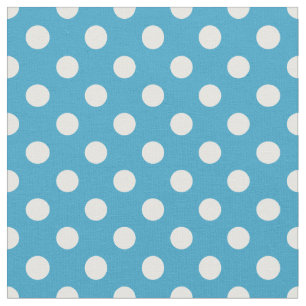 White Polka Dots on Peacock Blue Background Fabric