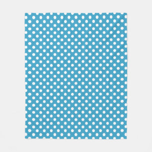 White Polka Dots on Peacock Blue Background Fleece Blanket