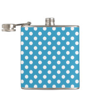 White Polka Dots on Peacock Blue Background