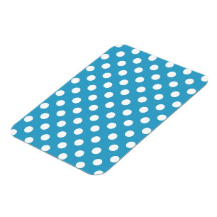 White Polka Dots on Peacock Blue Background Magnet