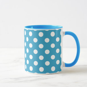 White Polka Dots on Peacock Blue Background Mug